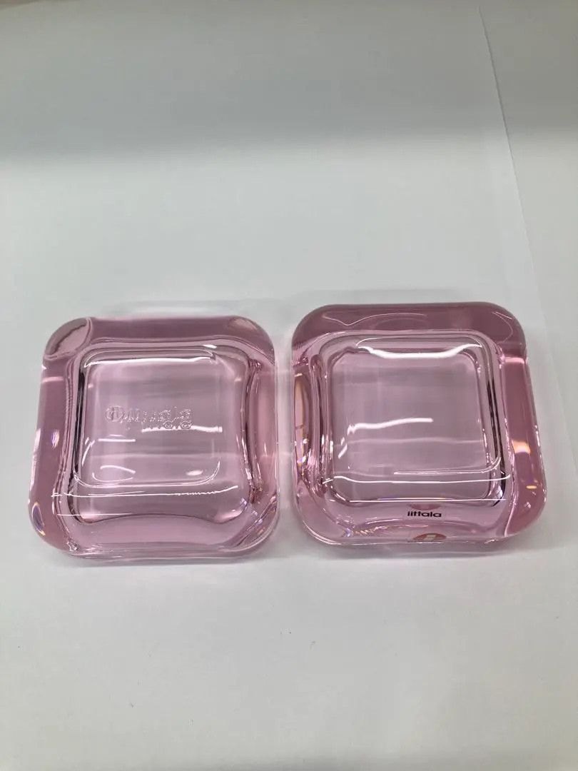 Iittala Vitriini Yellow Pink Rose Olive Trinket Box 6cm x 6cm 3 Set Rare Used FS