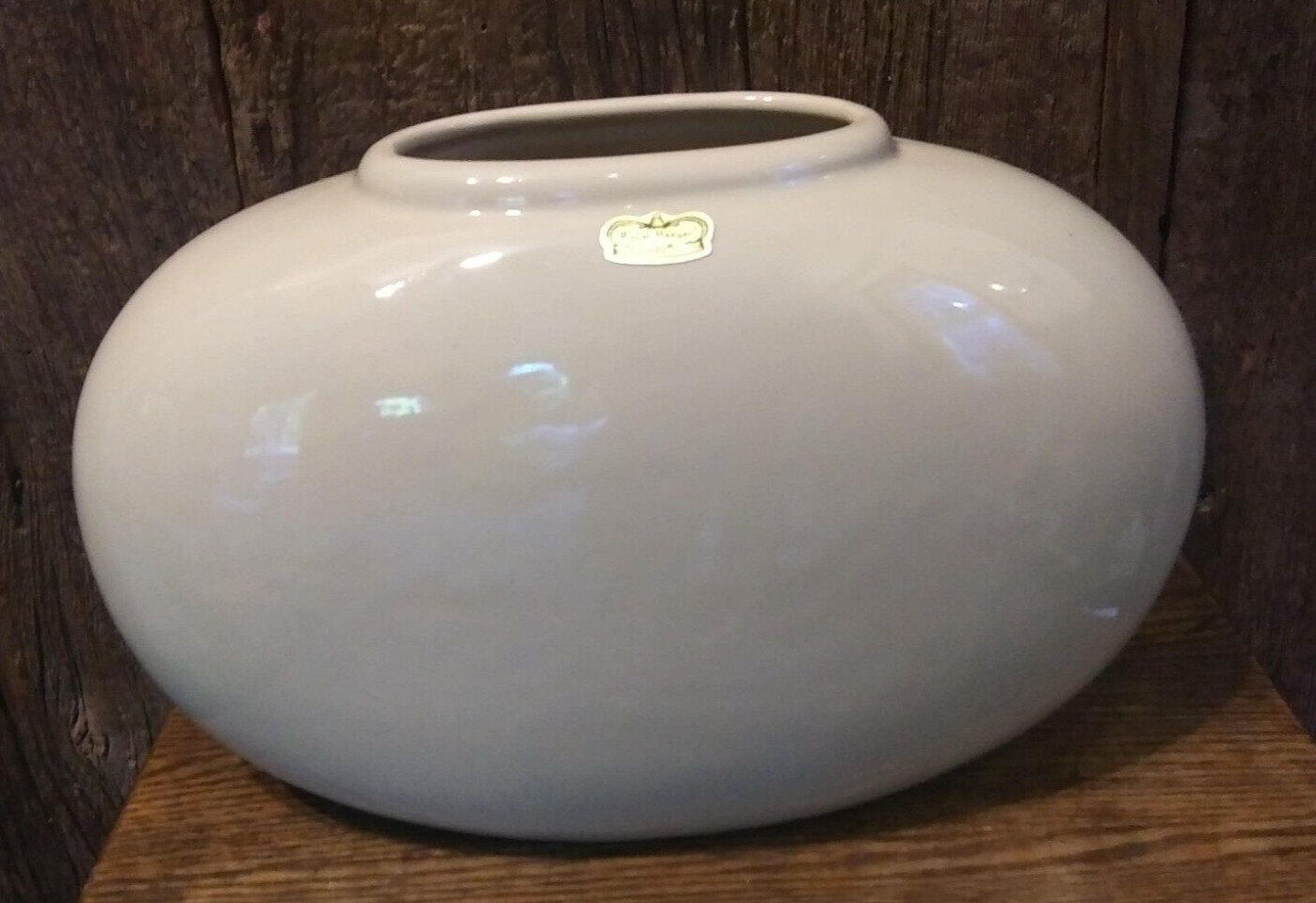 Royal Haeger Cream Off White Oval Oblong Glazed Large Ceramic Vase Planter 80’s