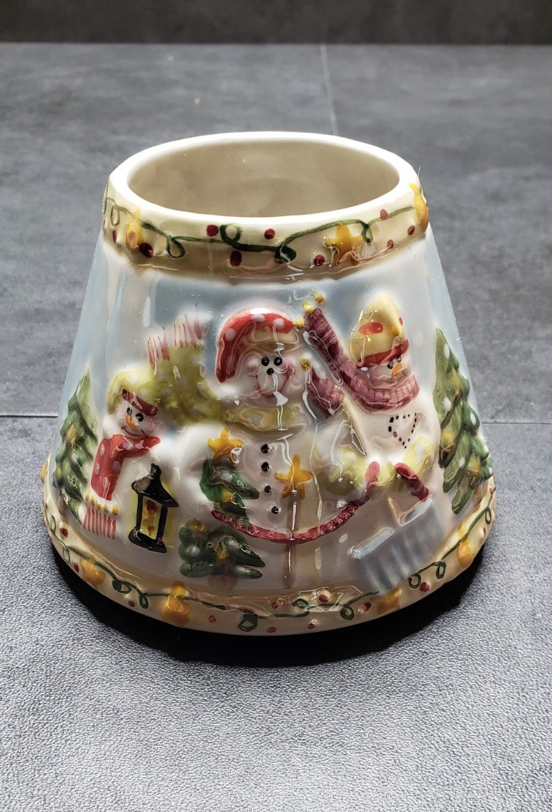Candle Topper Shade Snowman and Plate with Santas Cookie by Yankee Candle