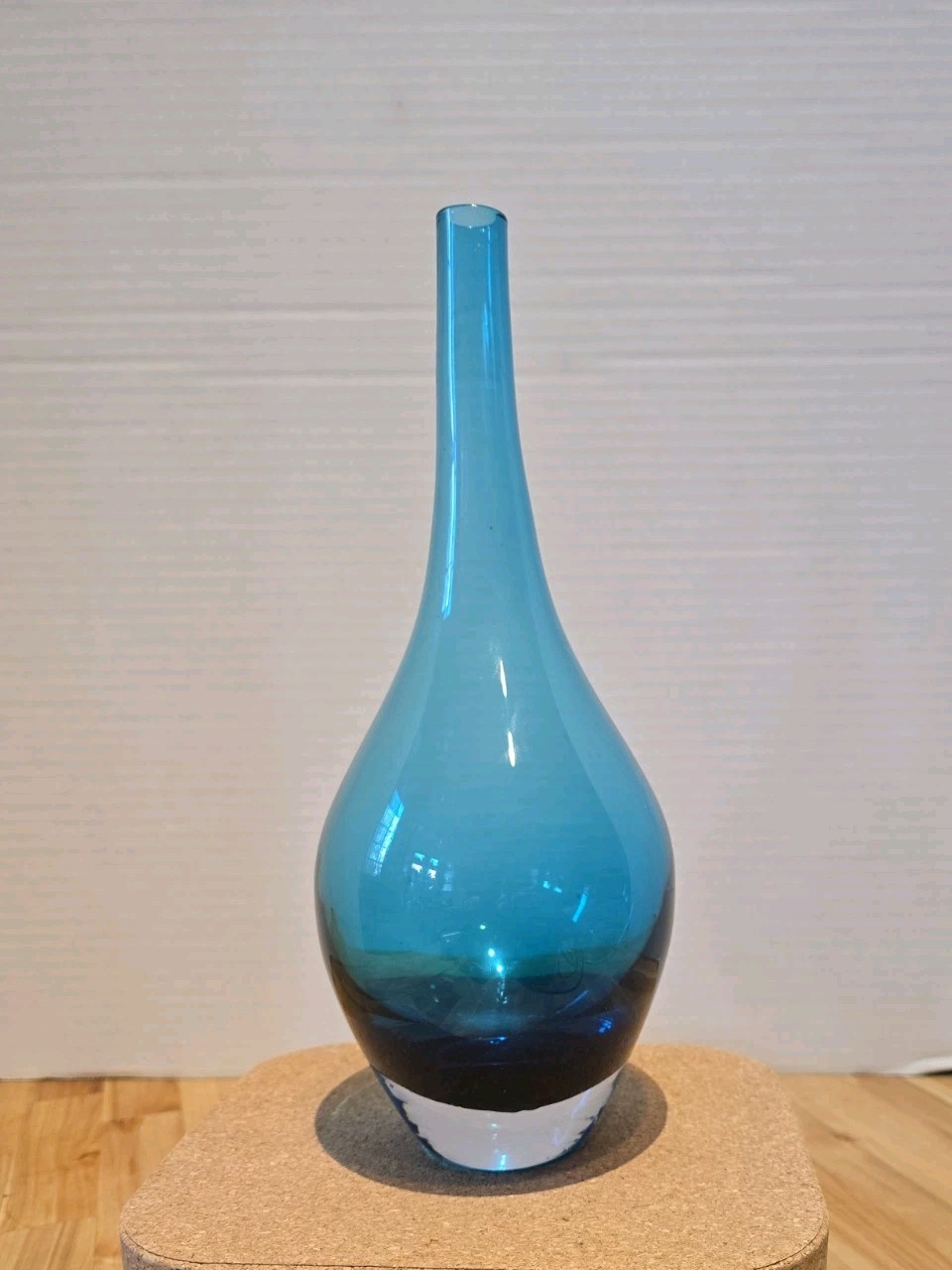 IKEA SALONG Hand-Blown Glass Vase – 12” Turquoise Blue –Retired Modernist Design