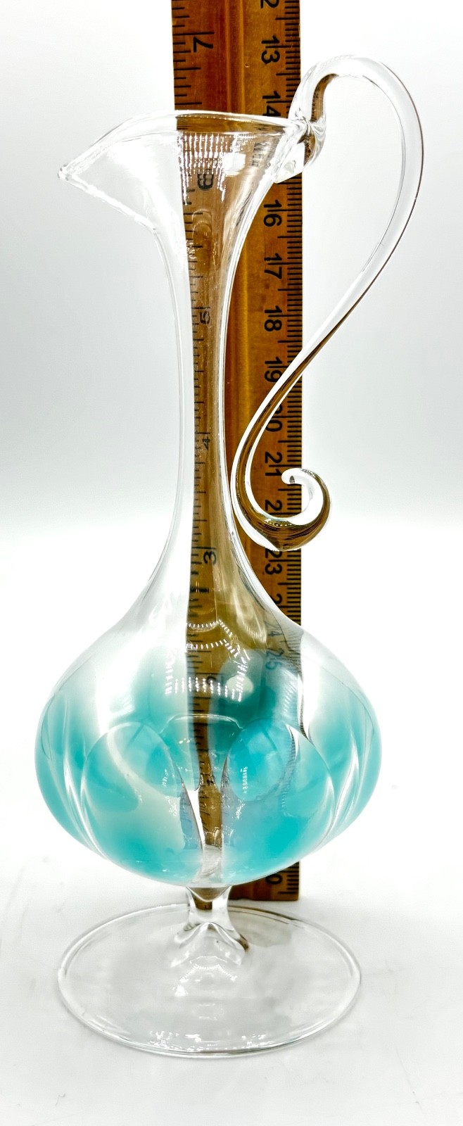 Vtg Lauscha Bimini Lamp Work Art Glass Vase Pitcher Decanter Blown 7” Exquisite