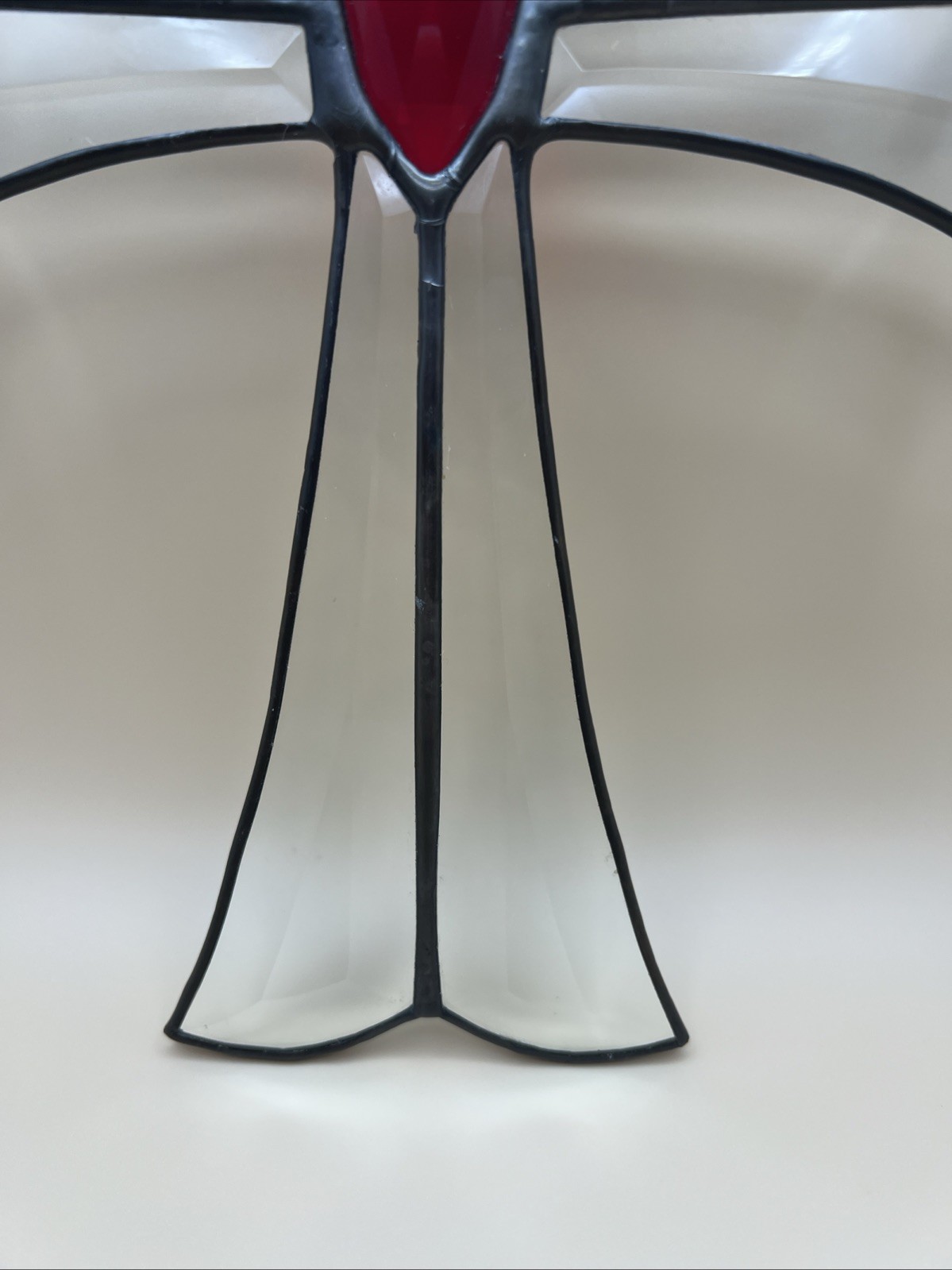 Vintage Stained Glass Cross Hanging Suncatcher Clear 9.75”x 6.25” Beveled Glass
