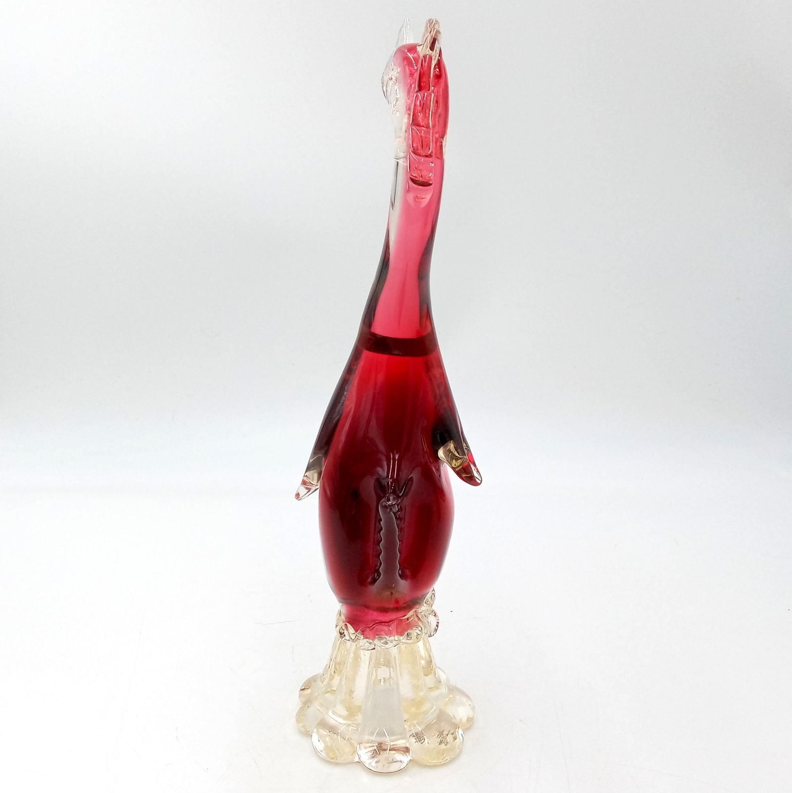 Venetian Glass Rooster Sculpture Cranberry Red Italian Murano Chicken 14 Inch