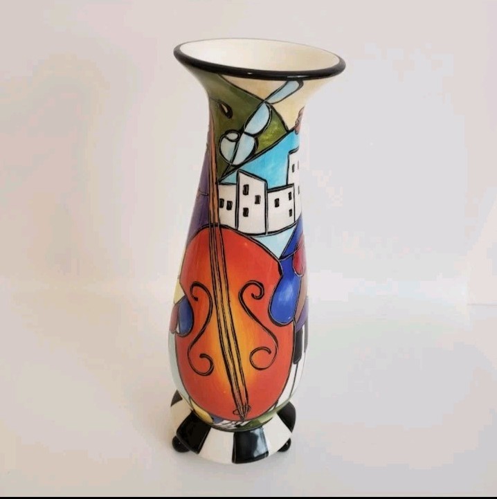Studio Designworks Prospero Vase 9″ Music Piano Inststruments Colorful Whimsical