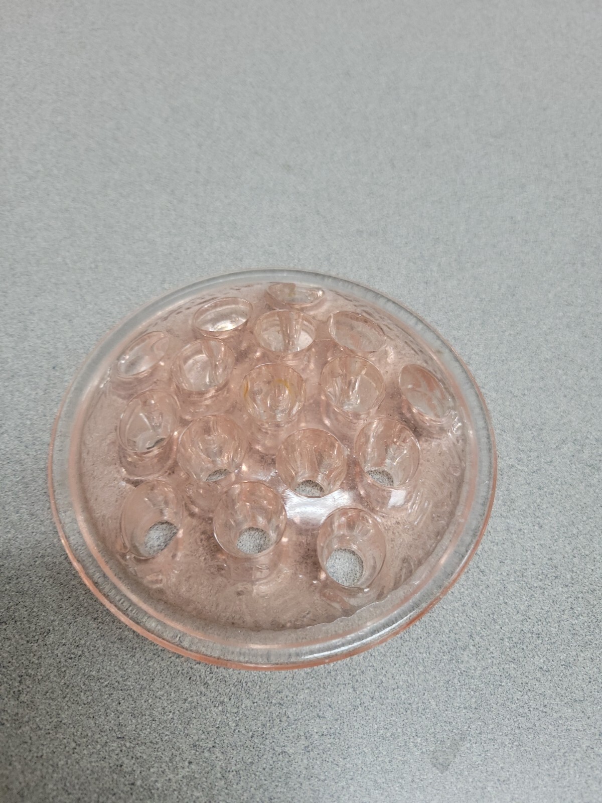 Pink Depression Glass Flower Frog 4.5 Inches