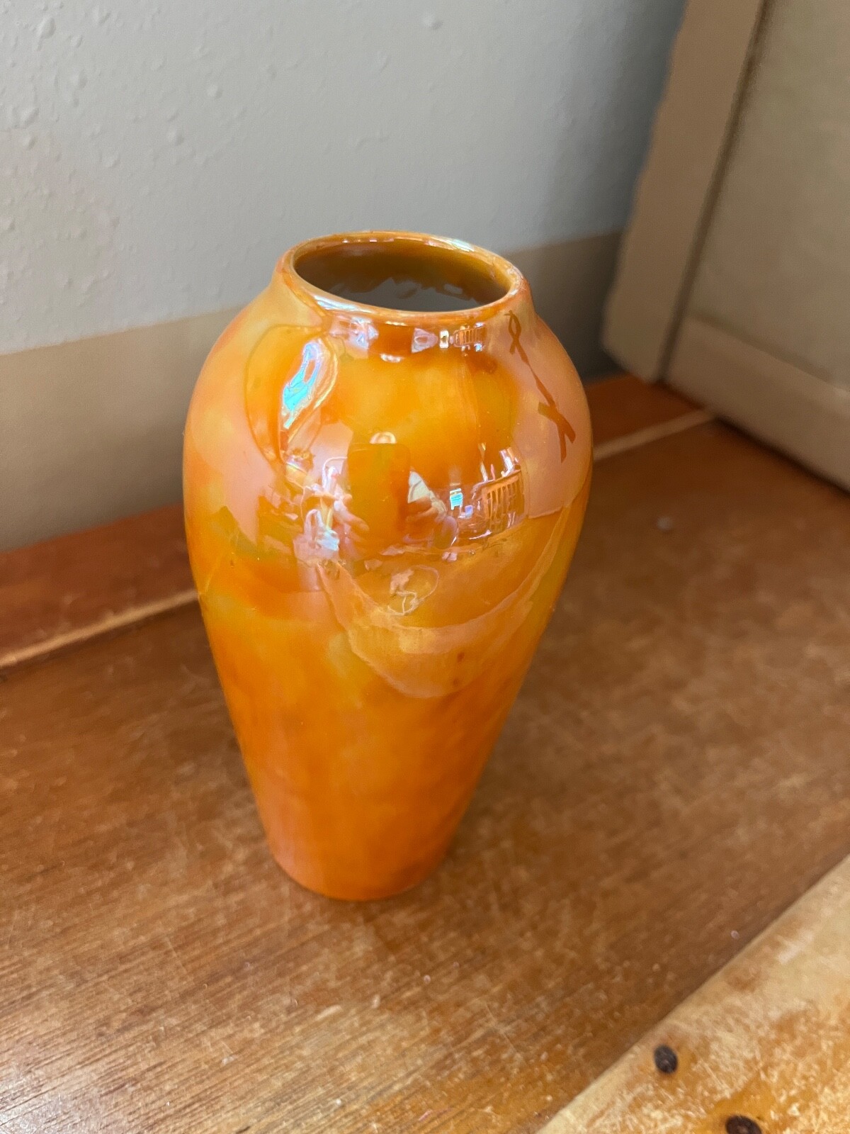 Vintage Made in Japan Marked Small Yummy Orange Luster Porcelain Vase – 4.75 in