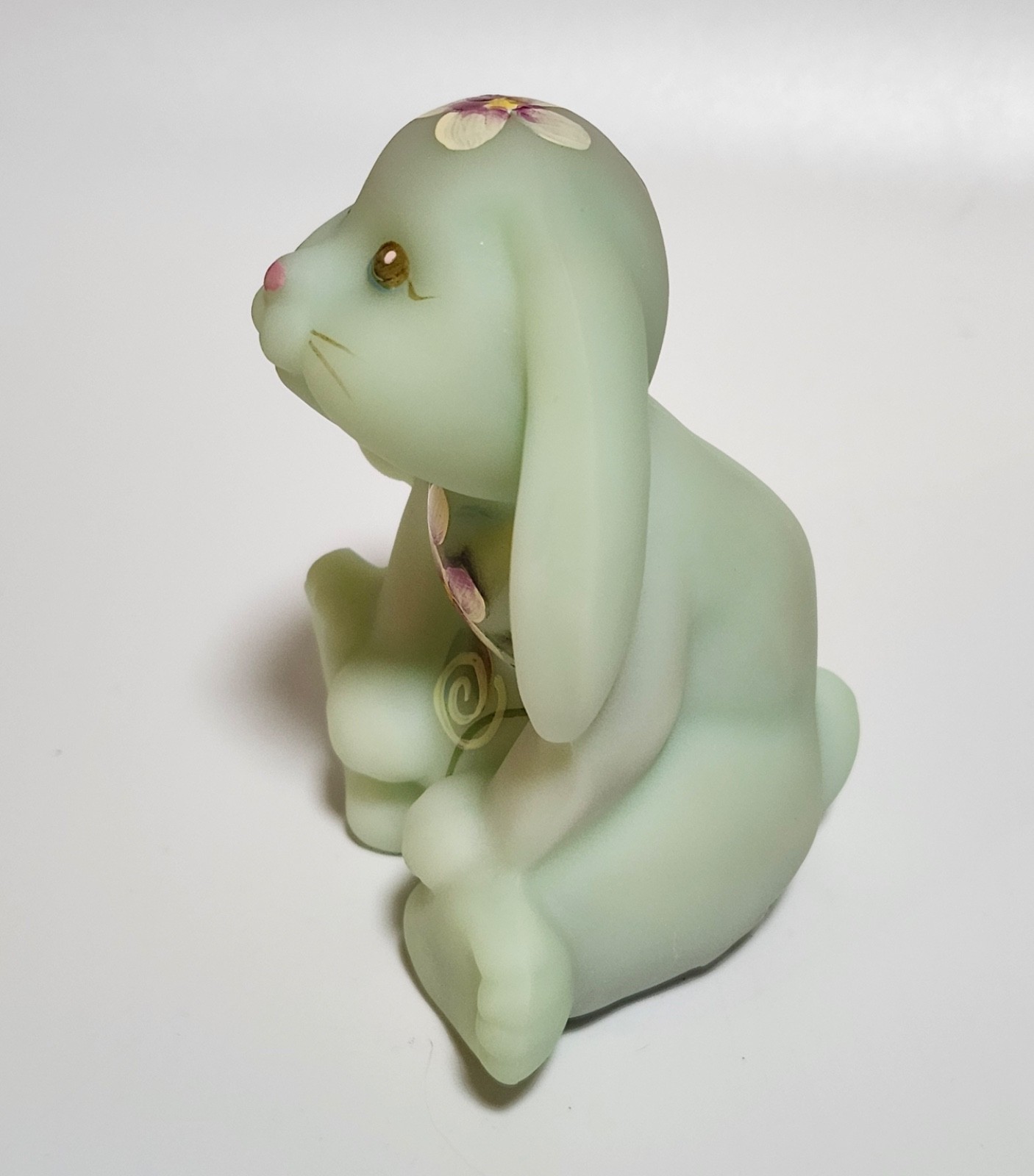 Fenton lotus mist hand painted lop eared bunny