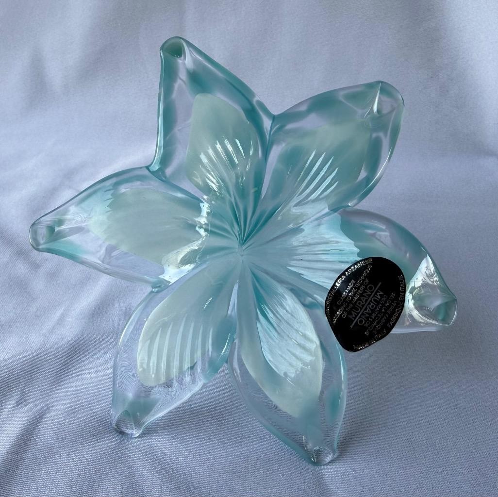 Genuine Italian Flower Blown Glass Murano light blue color Italy No 721