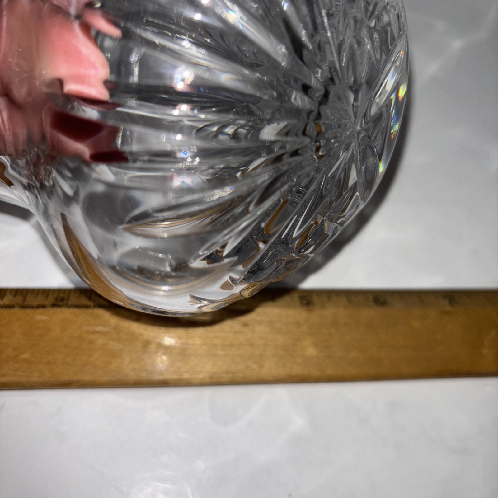 Lead Crystal Urn Vase 4.5″ Tall Mint Condition holds short dahlia blooms!