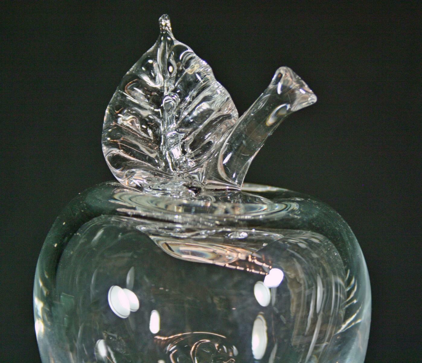 HTF Vintage Langham Clear Art Glass Apple Paperweight Made in England 1970’s New