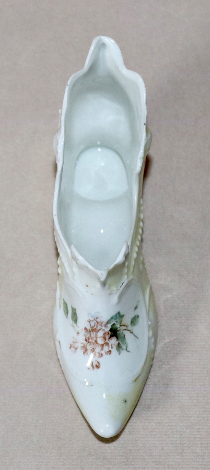 Porcelain Victorian Slipper ~ Yellow & White Floral Design