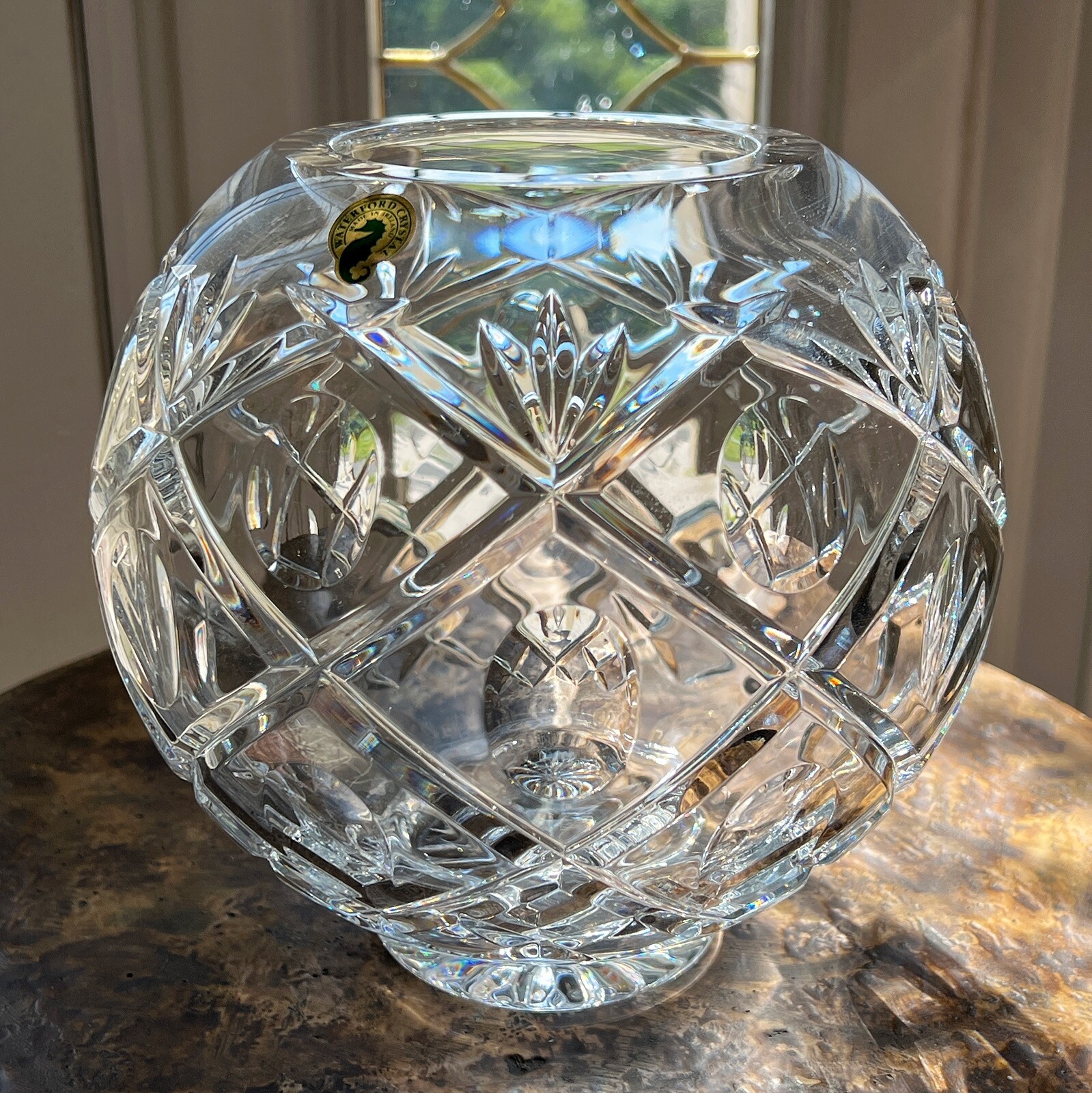 Waterford Crystal ROSSAN Rose Bowl Vase 7 3/8″ (8″) Large & In Charge IRELAND