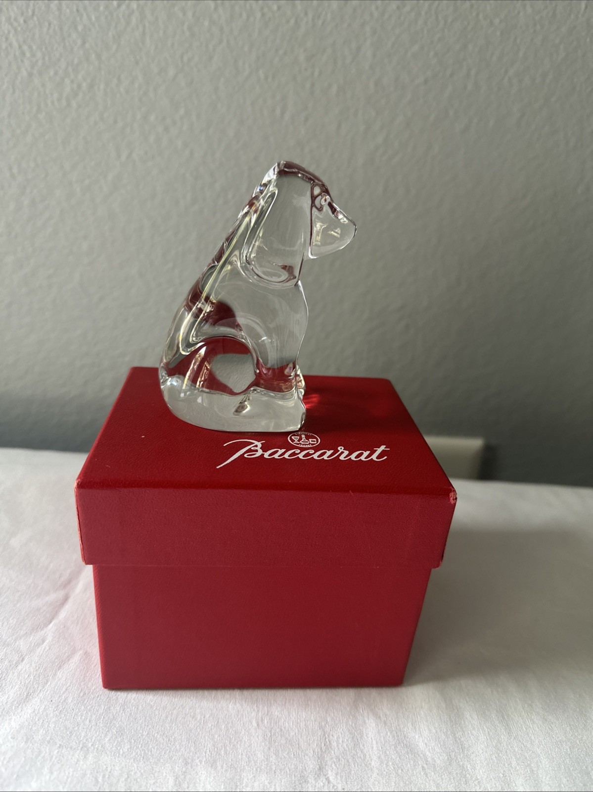 Baccarat France Glass Crystal Hound Spaniel Dog Puppy Figurine Danbury Mint