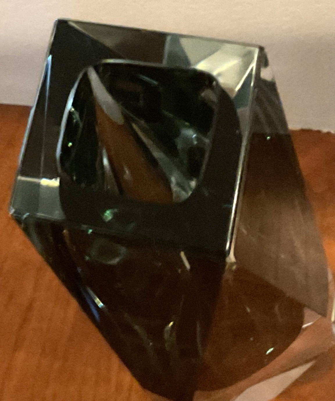 Murano Obsidian faceted glass vase art glass 8.75” vase gray clear Sommerso