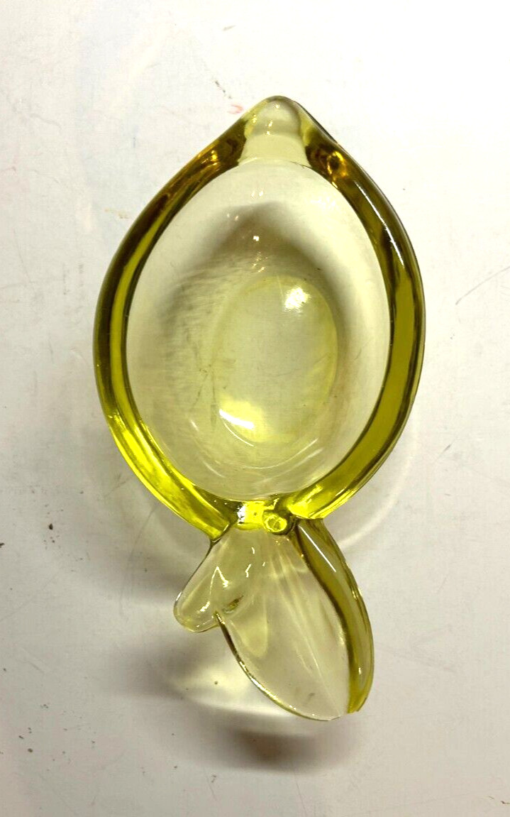 VTG Murano Italian Lemon-Shaped Canary Yellow Trinket Catch-All Dish Bowl 1970s
