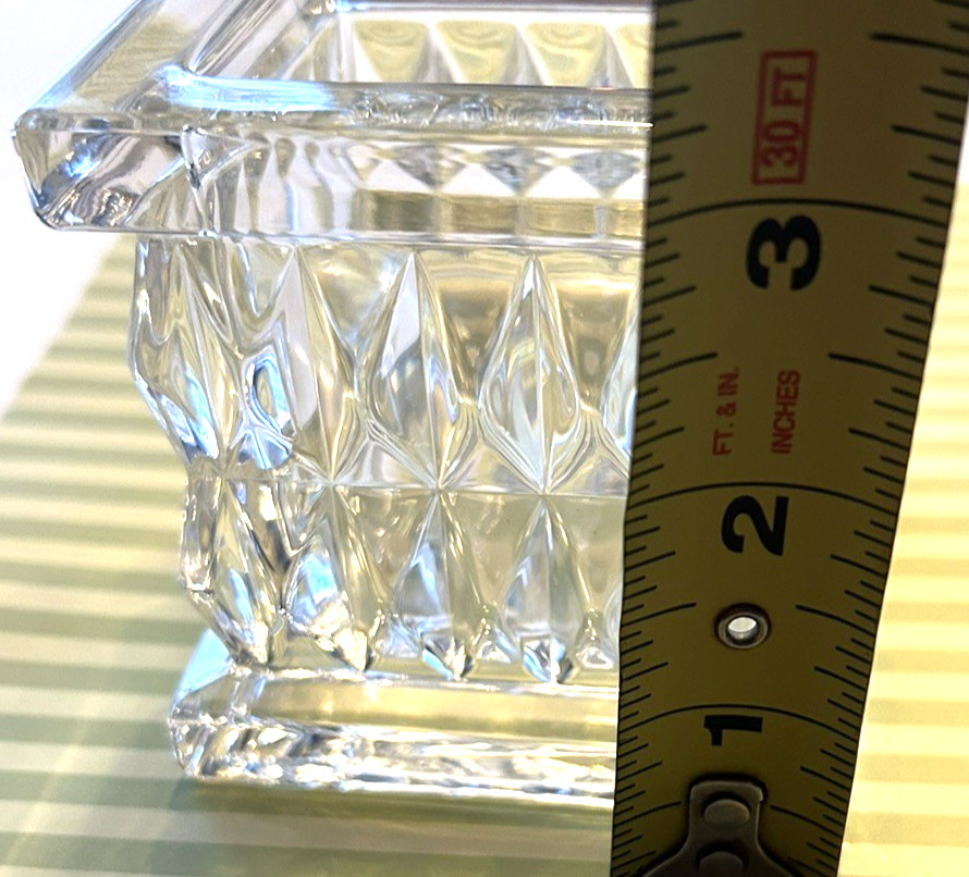 WATERFORD Marquis Crystal Cut Paradoux 3” Candle Votive Holder Square EUC