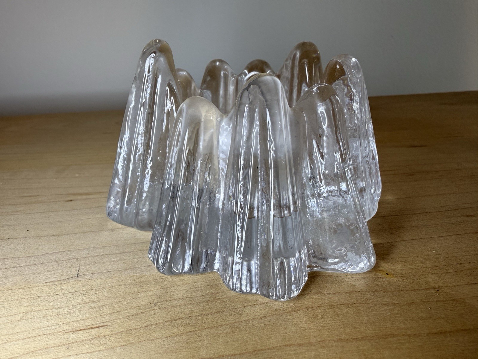 4 Vtg MCM Nybro Sweden Crystal Glass Volcano Votive Candle Holders Rune Strand