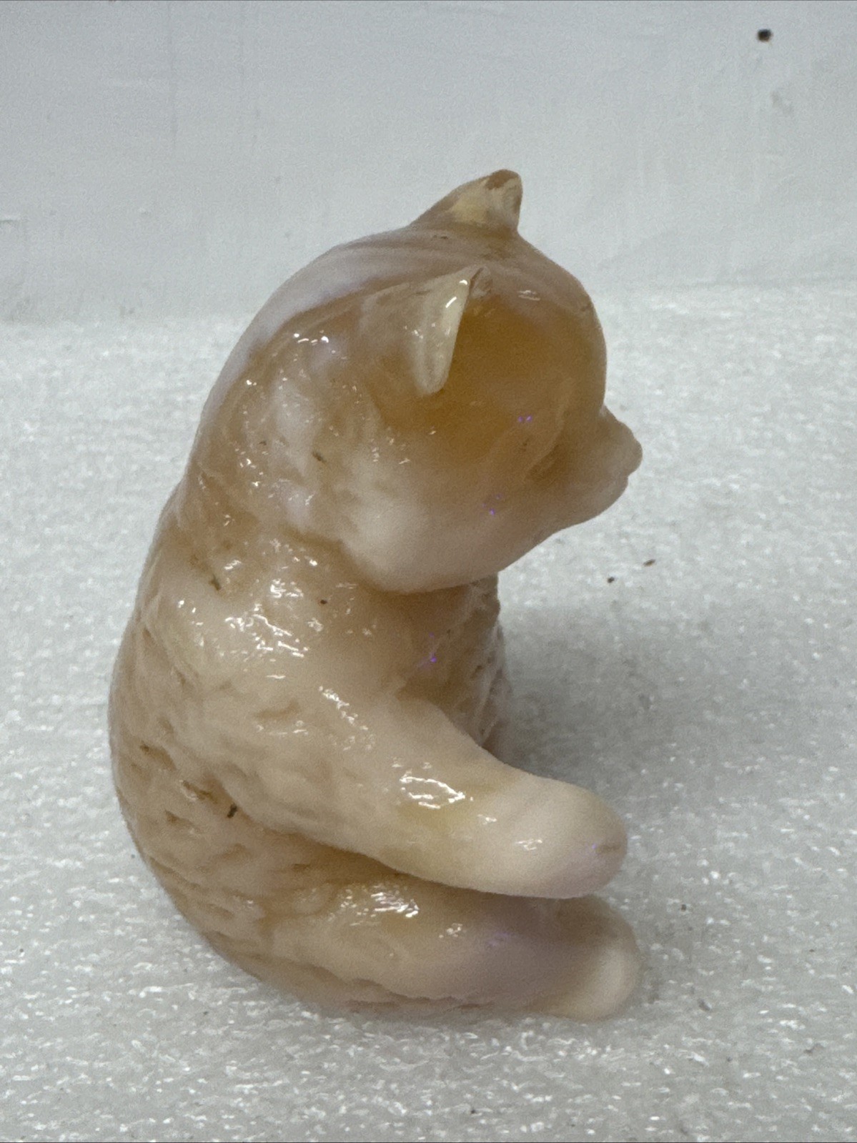 Mosser Carmel Swirl Slag Glass Bear Figurine Paperweight Read Description
