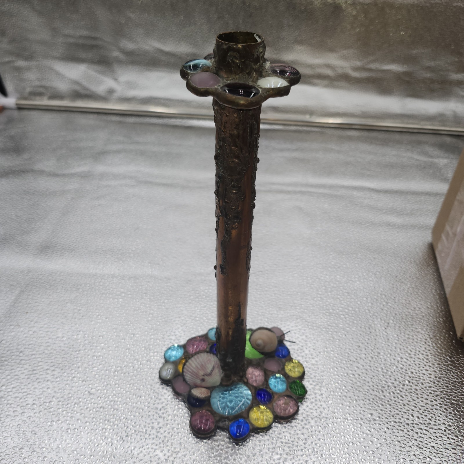 Diane Markin Handmade Jewel Glass Copper Metal Drip Candlestick sNAIL