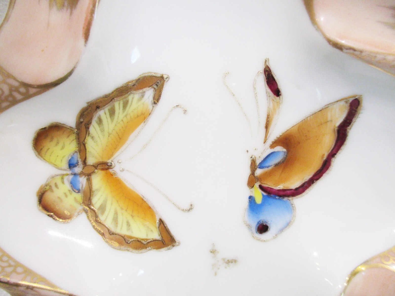 Square Ashtray Hand Painted Butterflies Gold Accents 5.5″ K-114 Trinket Dish