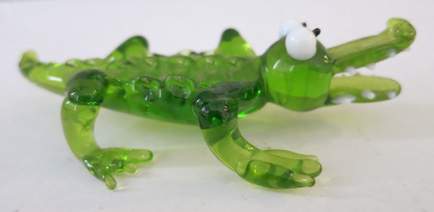 Hand Blown Art Glass Murano-Style Alligator Crocodile Figurine Miniature