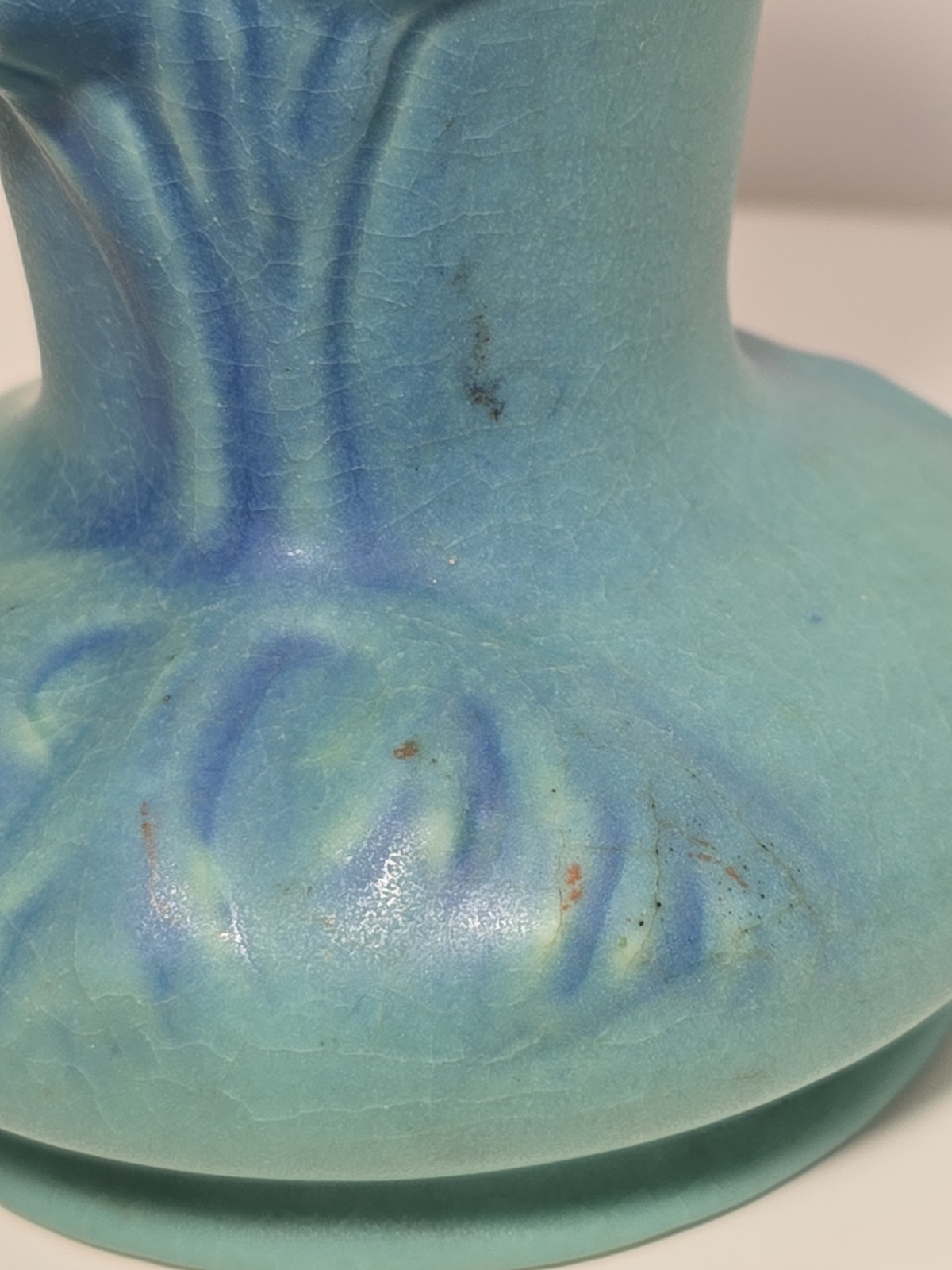 Van Briggle Vase Blue Green Glaze Signed Colorado Springs Tulips