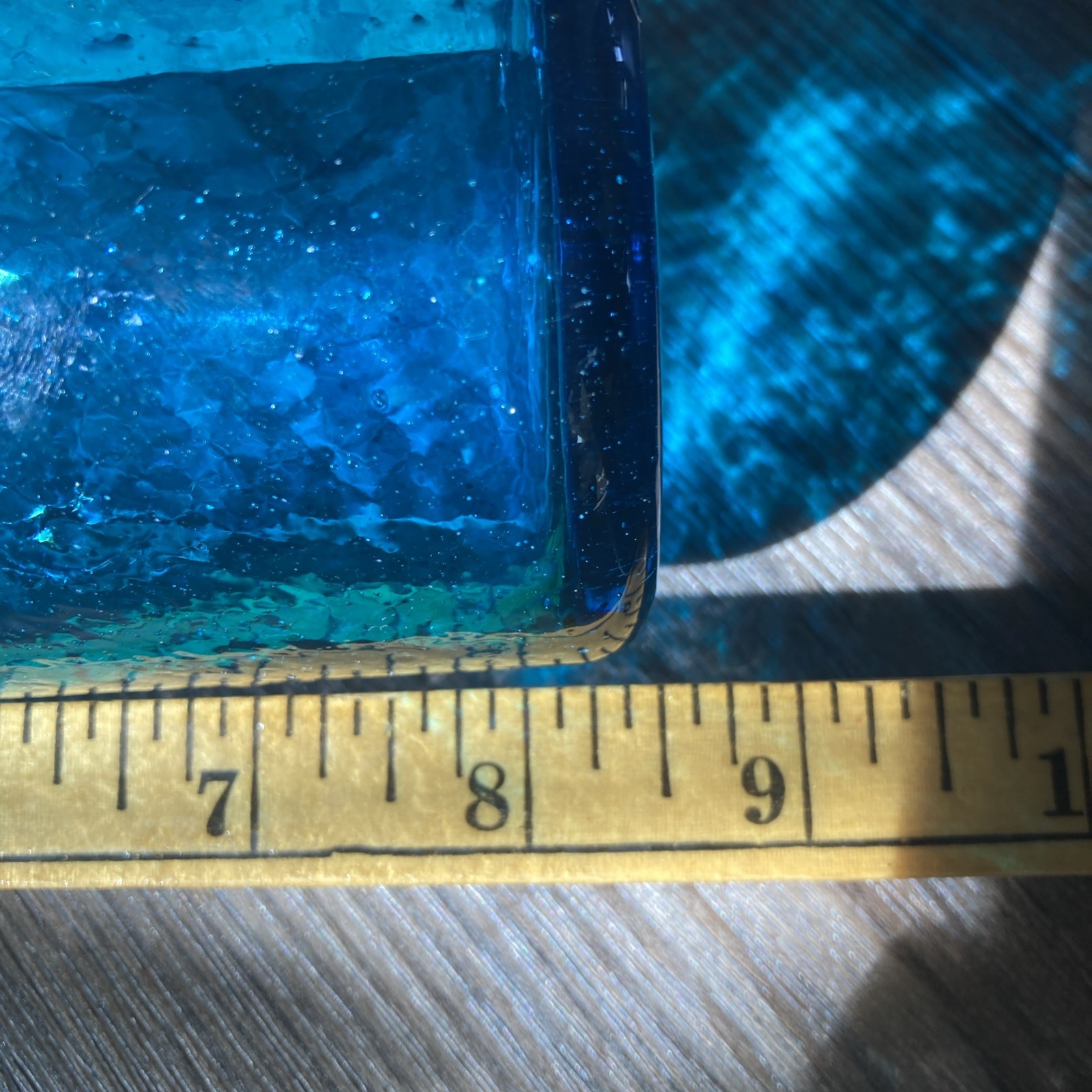 Vintage Empoli Teal Blue Hand Blown Swirl Optic Glass Vase Bubbled MCM