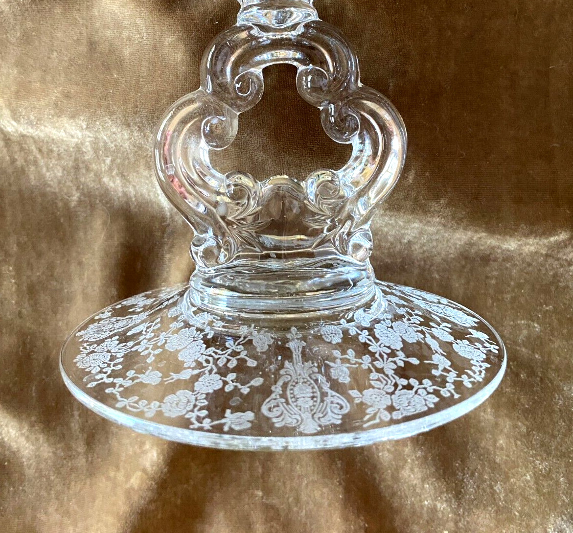 Cambridge “Rose Point” ~ Set of 2 Single Light Candlesticks ~ Mint Condition