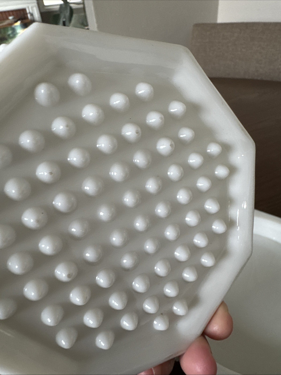 ASHTRAY CIGARETTE CIGAR Milk Glass Fenton Hobnail Set 3 Stackable Vintage MCM