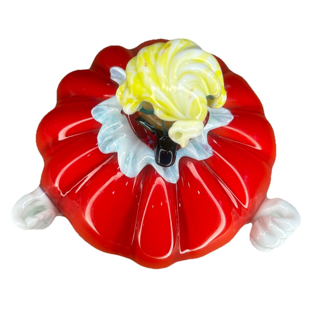 Vtg Murano Glass Fat Clown Pumpkin Shaped Figurine Hand Blown 1.8lbs 5.5” Tall