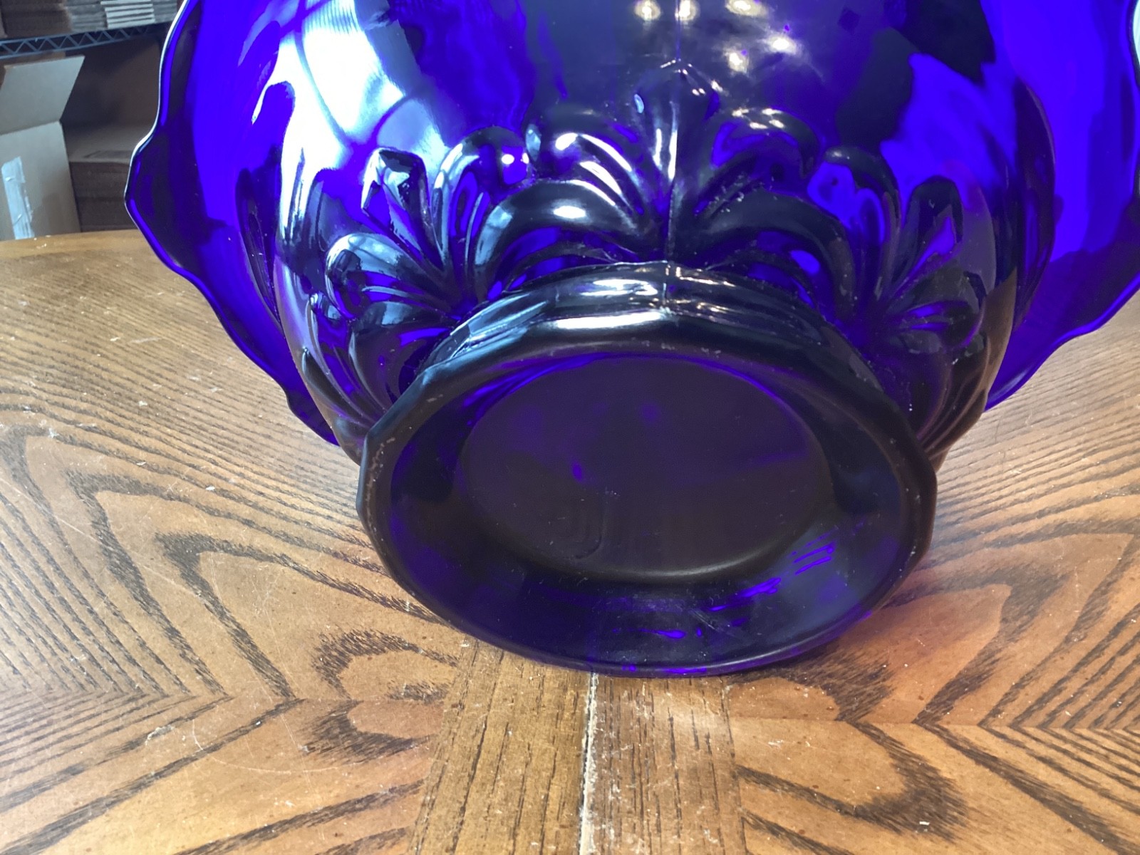 TIARA COBALT BLUE DAISY DIANE HANDLED BASKET RARE D1