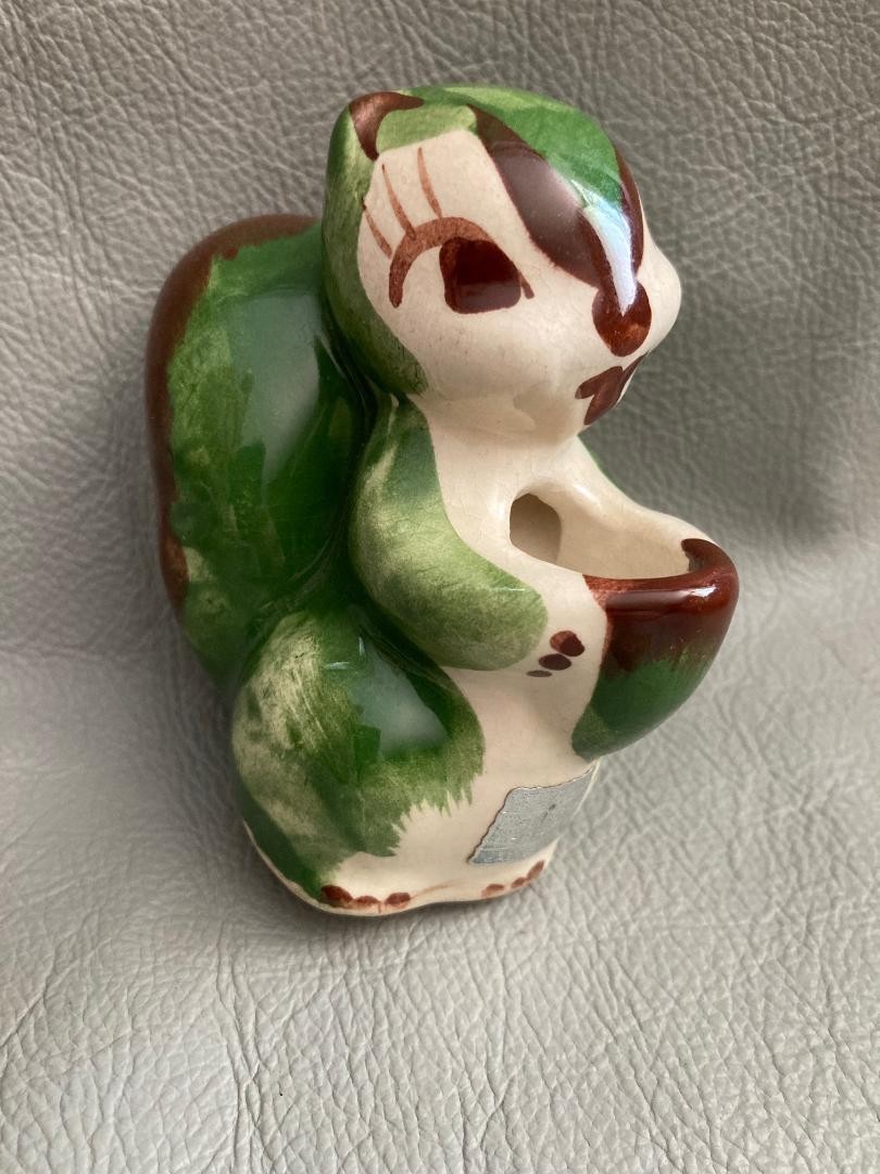 Vintage CALIFORNIA Pottery RIO HONDO Squirrel Toothpick Holder with Label