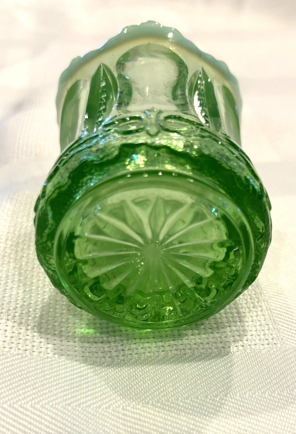 Vintage Fenton Opalescent Green Toothpick holder