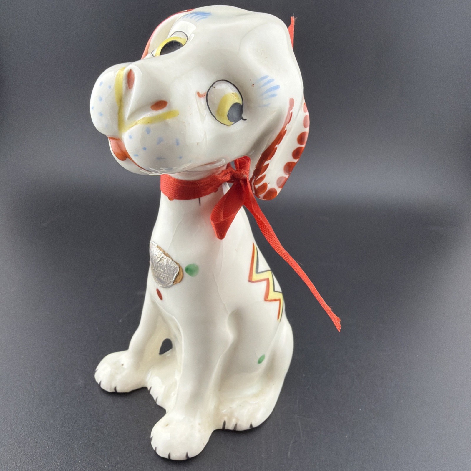 erphila Art Pottery Dog. Germany. 5.5” “Flirting Puppy” 1930