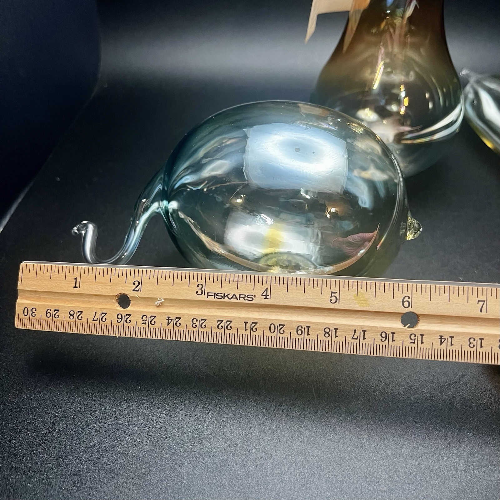 Parise Vetro Italian Hand Blown Art Glass Fruit Amber Iridescent Fig Banana Pear