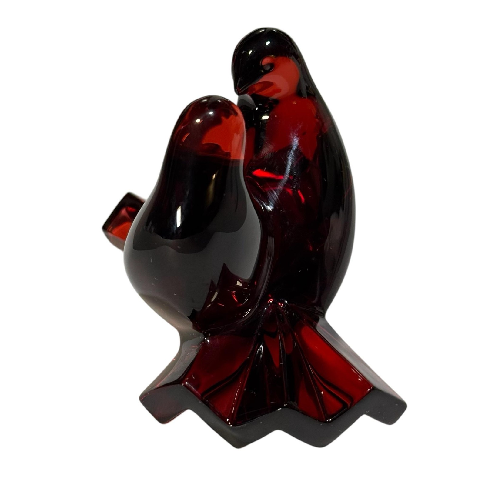 Vintage Baccarat Ruby Crystal Loving Doves Art Glass Figurine Signed France