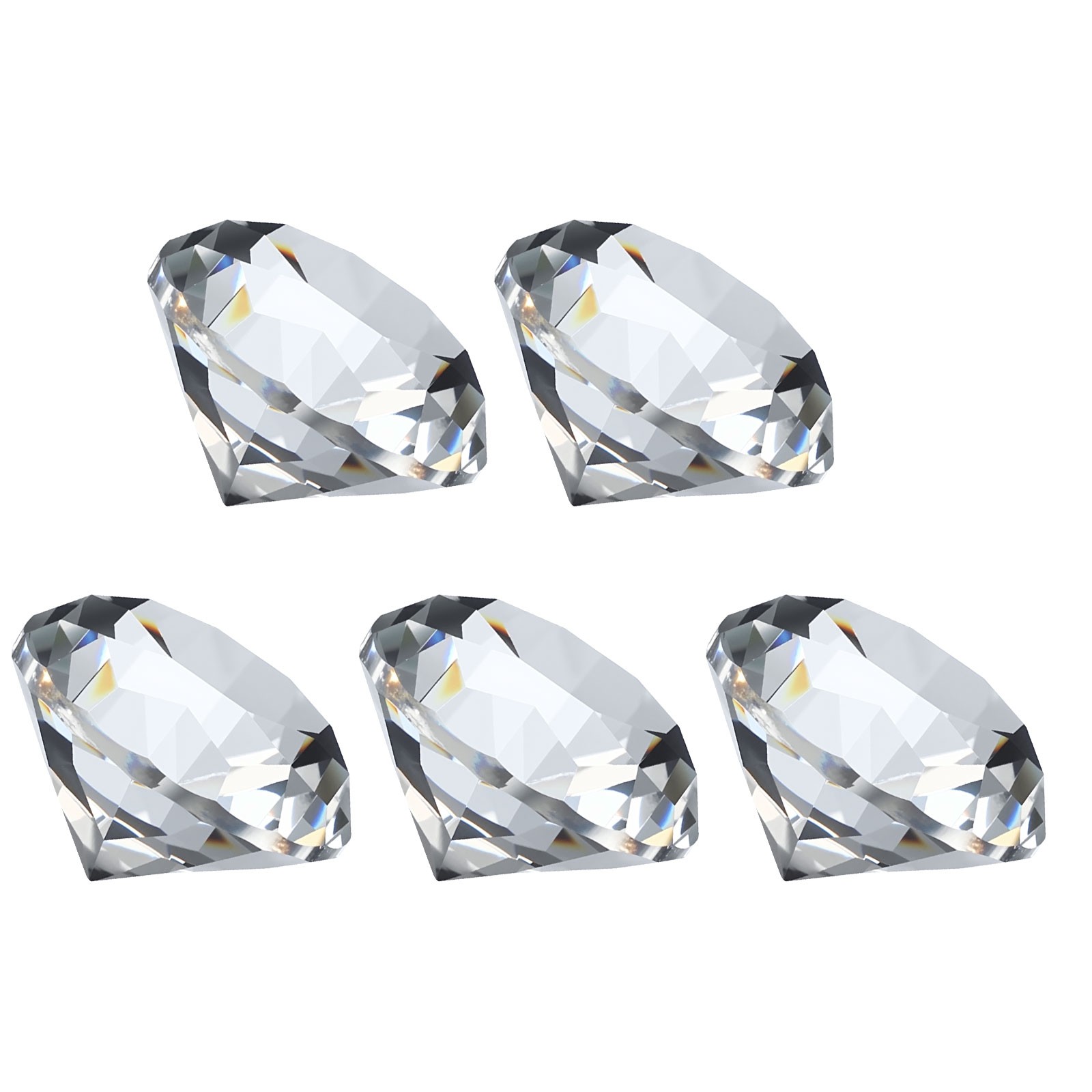 5 Pcs 40mm / 1.57 Inch Diamond Crystal Paperweight, Clear