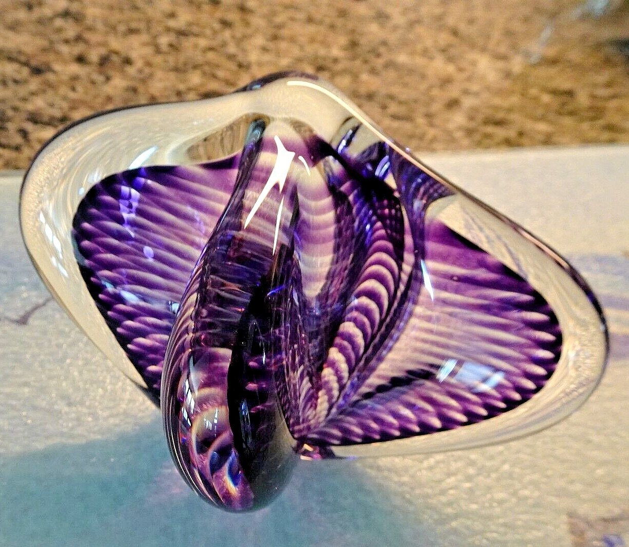 Signed Vitrix Hot Glass Studio Swirl Butterfly Paperweight Sculpture 1987