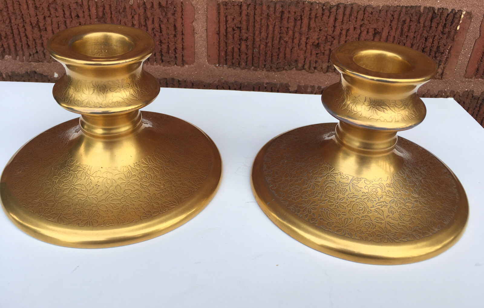 Vtg Pair Pickard Rose & Daisy Gold Encrusted Candle Holders 792 Early Mark 1920s