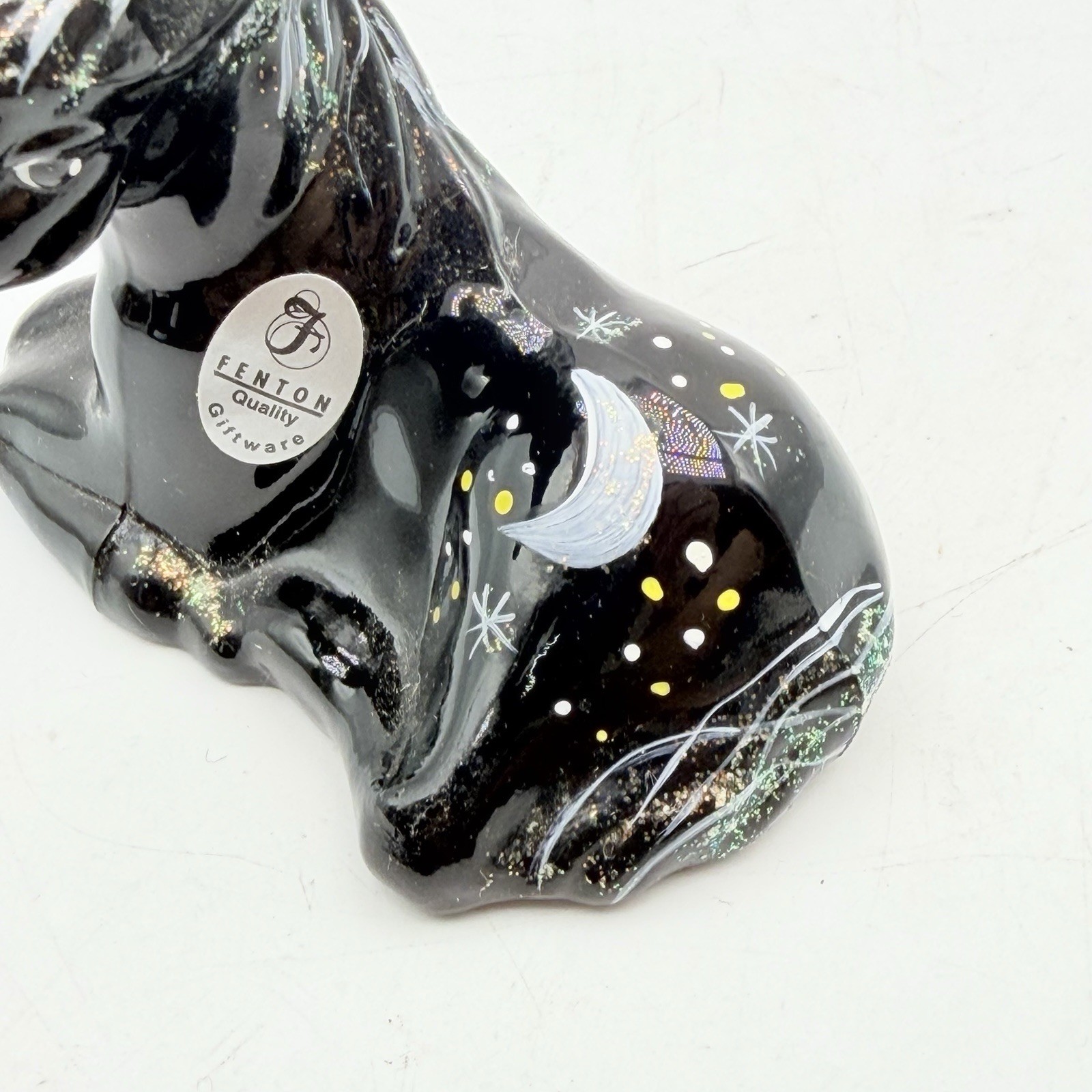 Fenton Art Glass Black Moon Stars Foal Horse Pony Figurine – signed