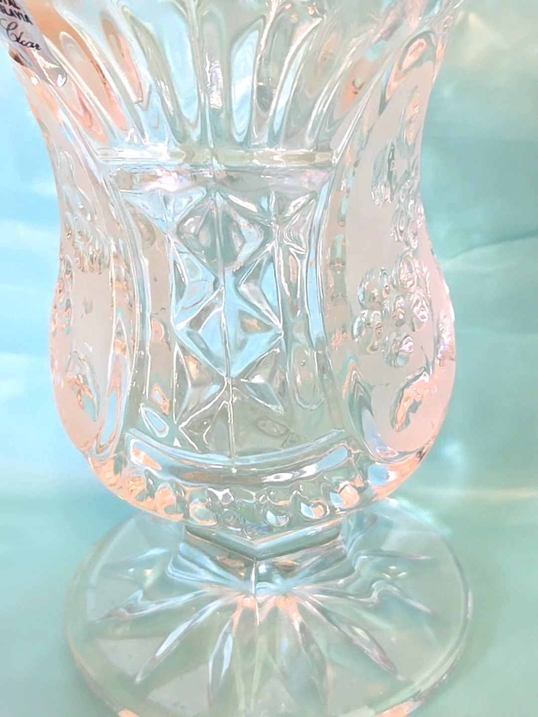 Vtg Crystal Clear Industries Candlestick Holder Yugoslavia 24% Lead Glass Flower