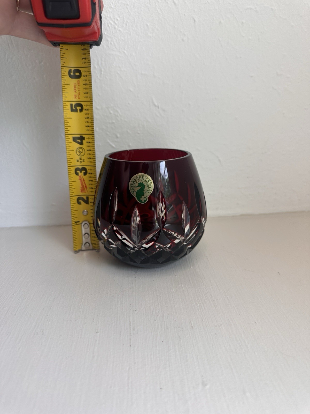 Waterford Lismore Ruby Red Cut-to-Clear Crystal Candle Votive 3.5″