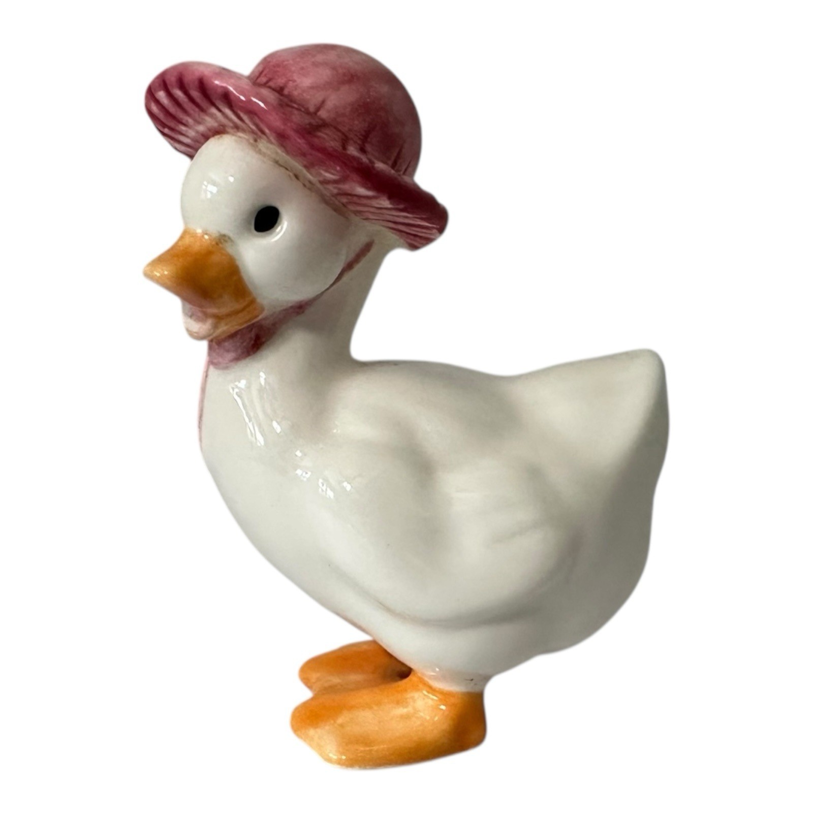 Lot Of 2 Vintage Enesco Duck Figurines Wearing Sun Hat Hand Painted 4”