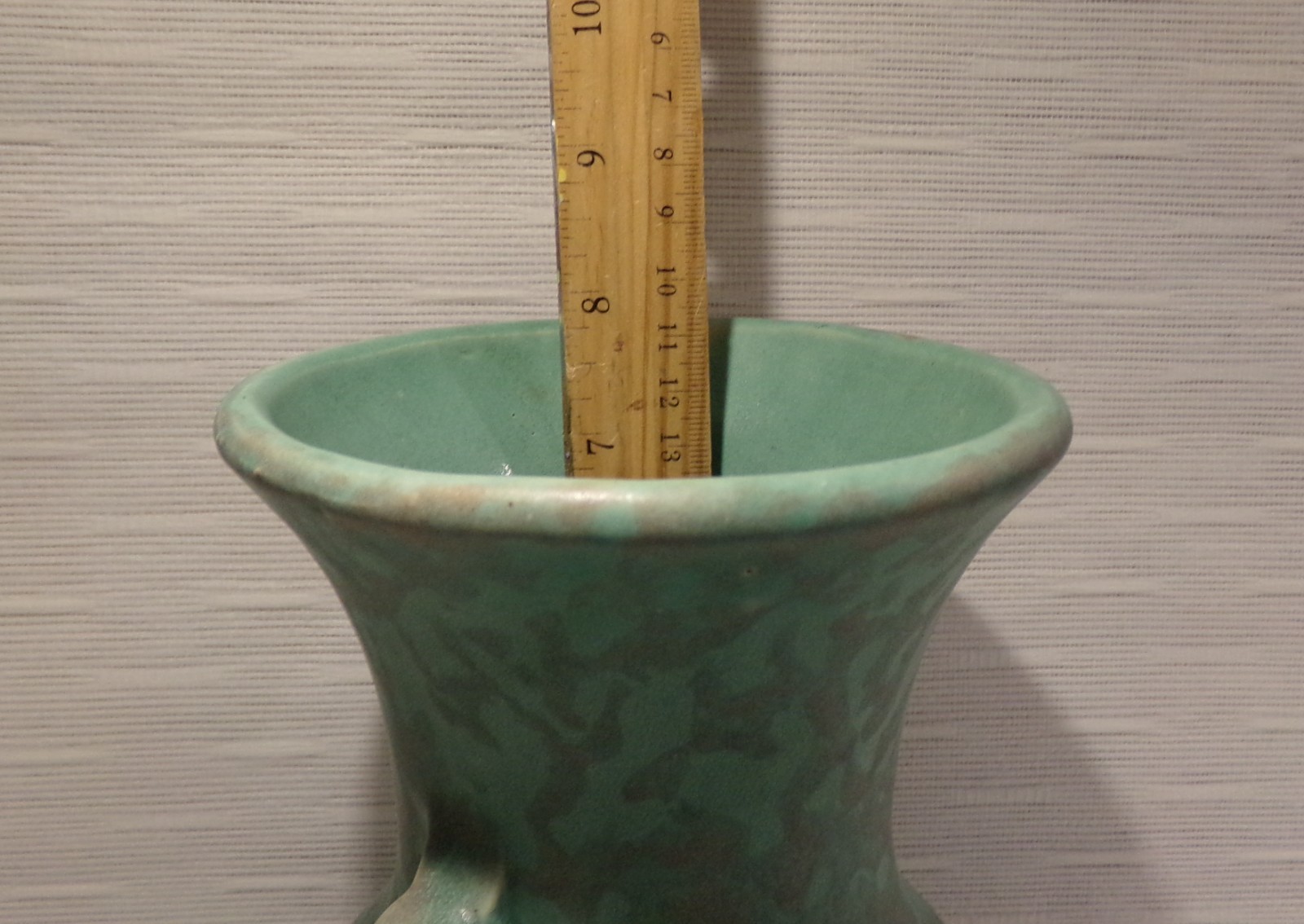 Brush McCoy Vintage Green Vellum 2 handle Pottery Vase 742 Matte 8″ 1920-1930