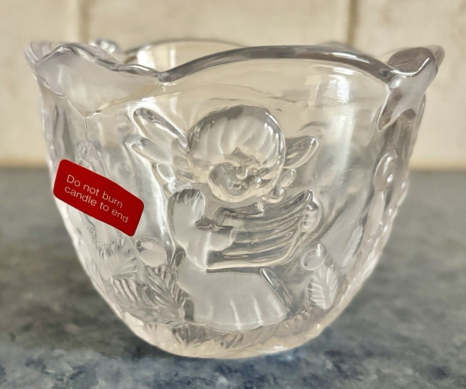 MIKASA Holiday Lights Angel 3.25″ Frosted Crystal Votive Candle Holder WY835/910