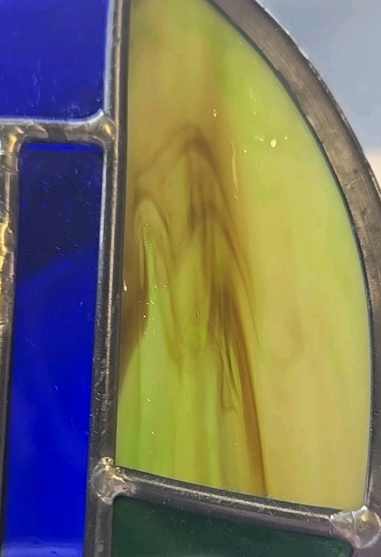 Round Multicolor Abstract Stained Textured Glass Suncatcher Thick Lead Handmade