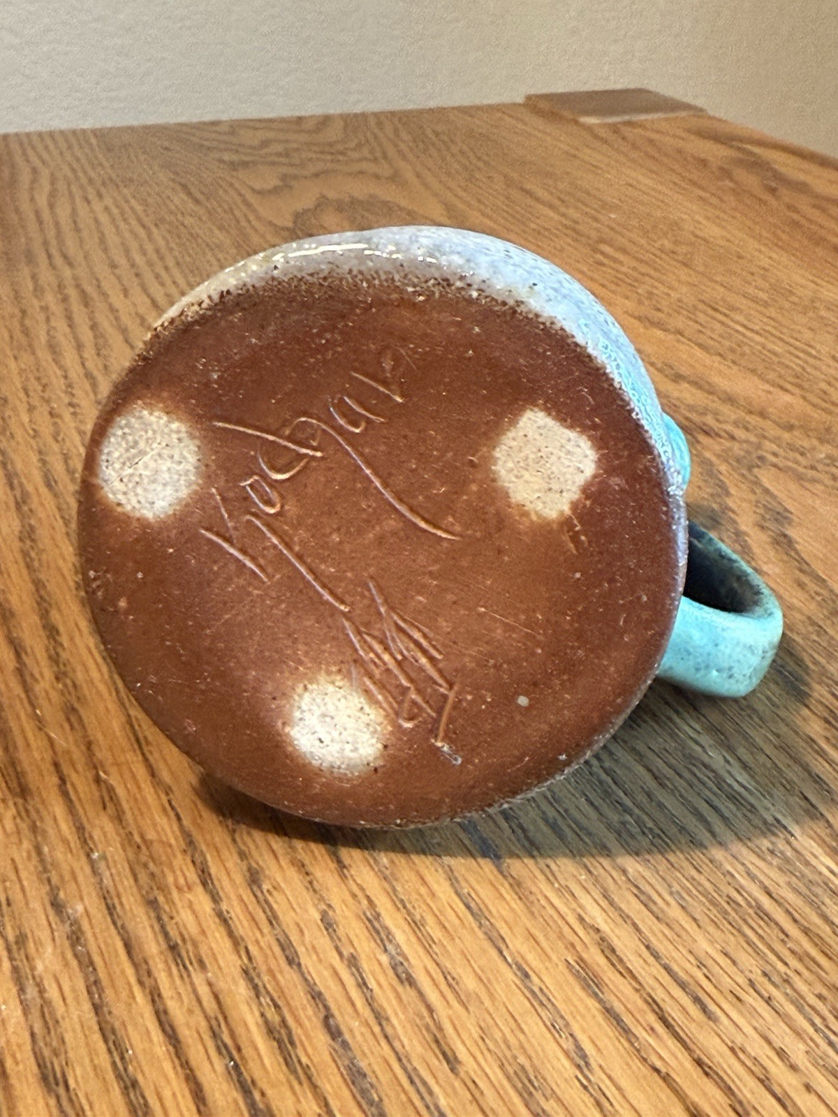 Mid century modern Studio Art Pottery ceramic vase signed 4 1/2”