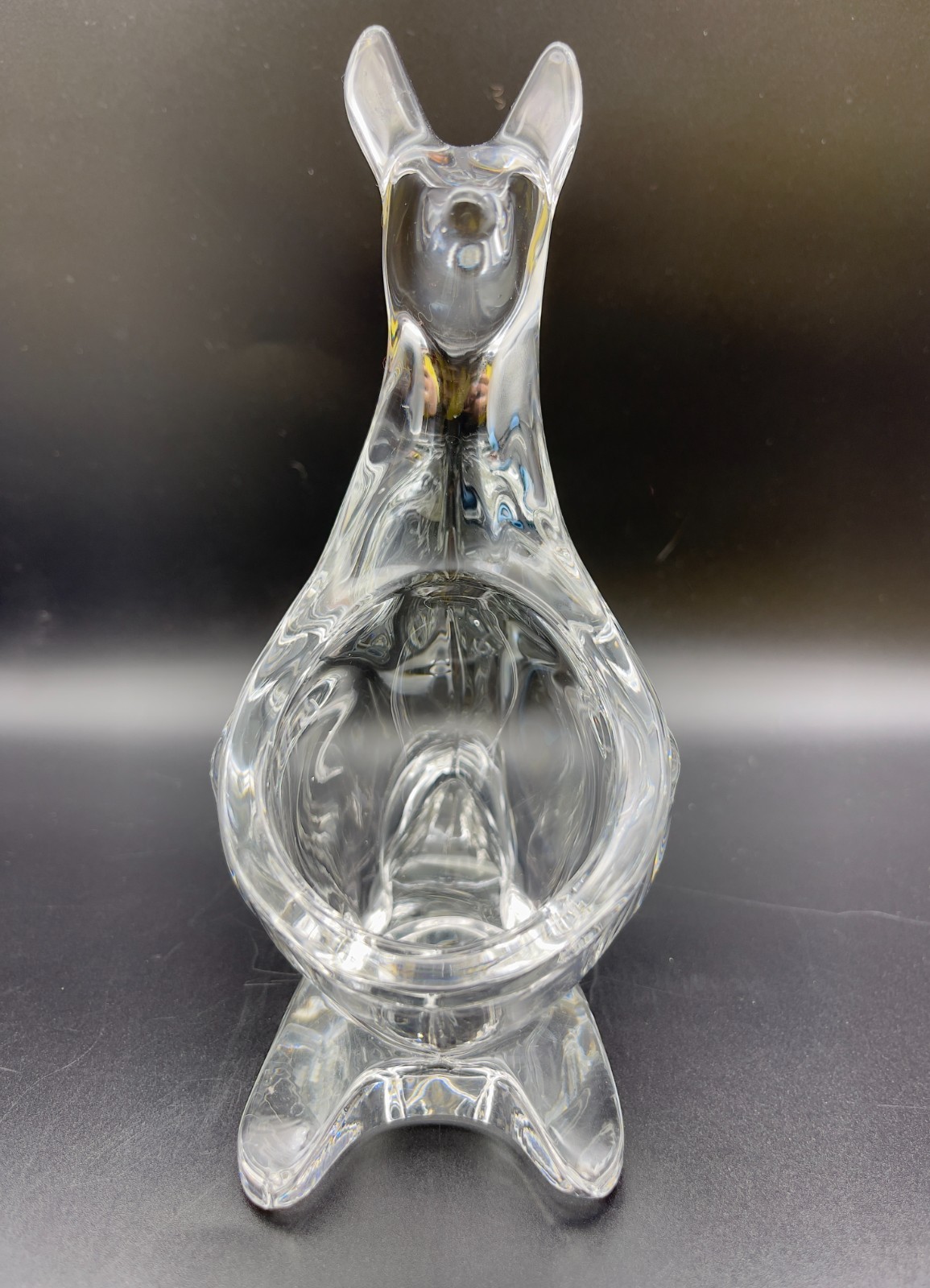Vintage Sasaki crystal kangaroo planter/candy dish/trinket dish/paperweight.