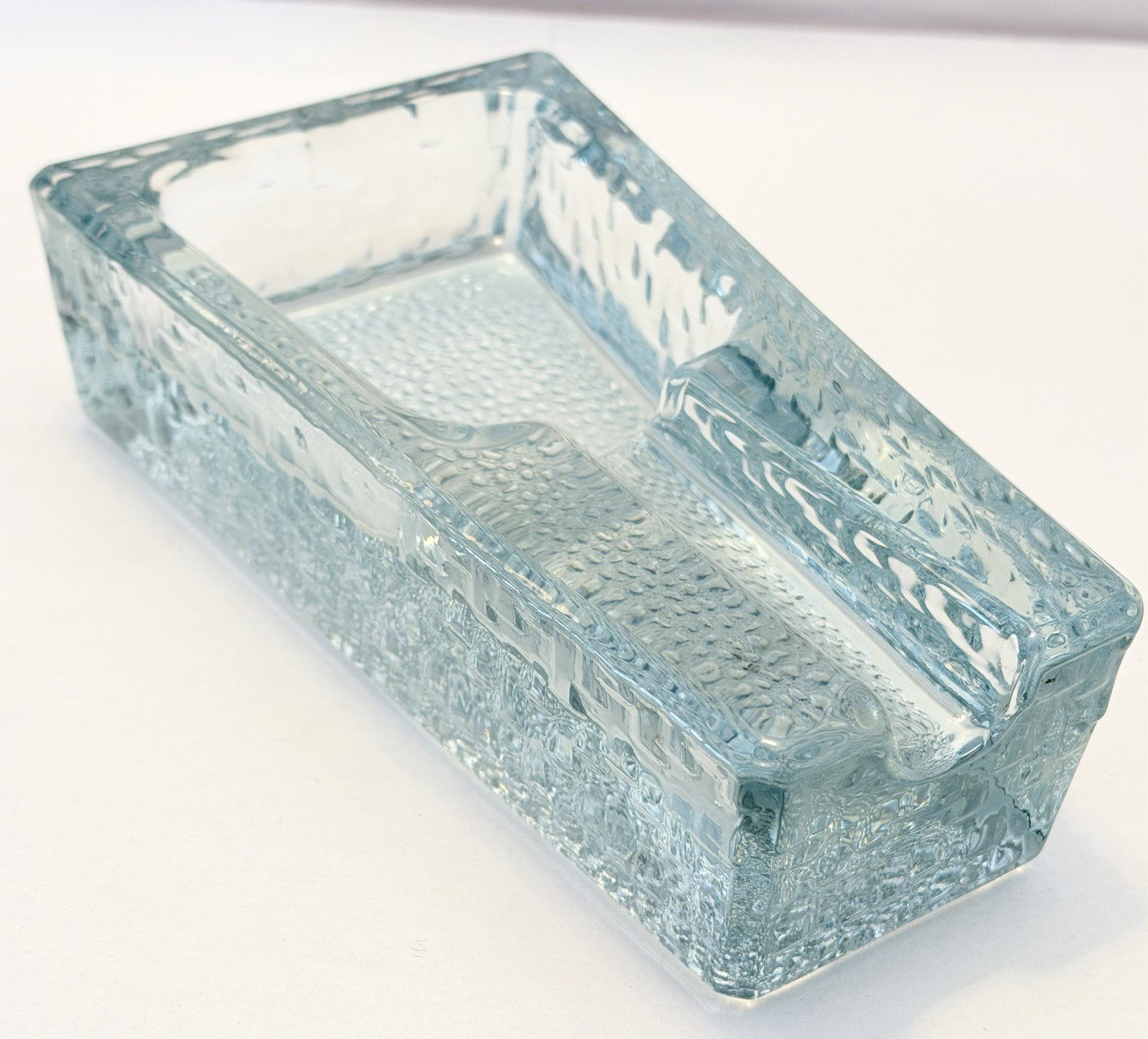 Vintage Mid Century Mod Glass Pipe Cigar Holder Rest Ashtray 7″ Heavy Ice Retro