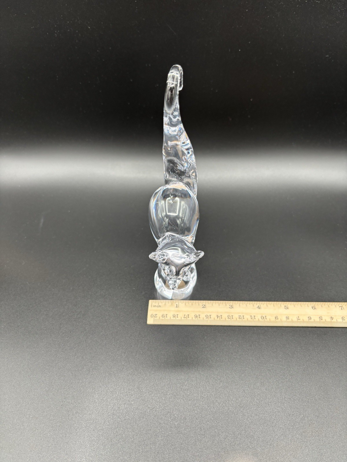 John Riekes Chalet Lead Crystal Handcrafted Cat Paperweight Figurine Vintage
